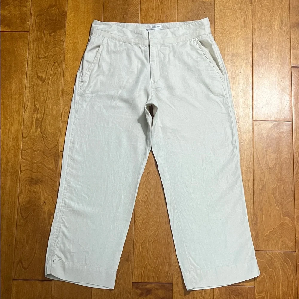 Old Navy Linen Blend Capri Pants Size 6 Cream Cropped Resort Coastal Preppy - Picture 2 of 11
